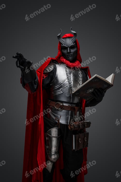 Preview: Evil member of mysterious creed against gray background