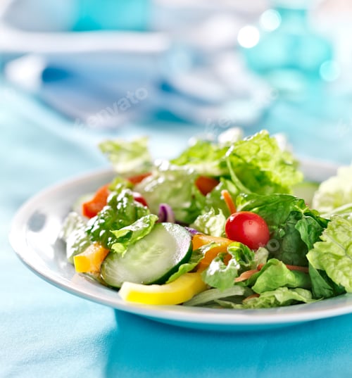Preview: garden salad with fresh vegetables with copy space composition