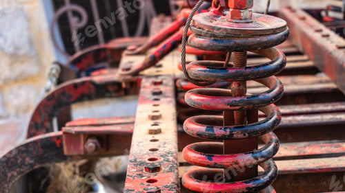 Preview: Close up shot of agricultural machine pieces