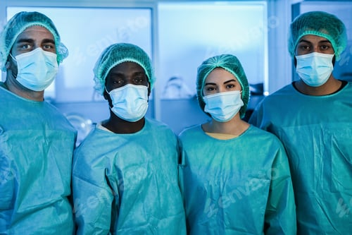Preview: Medical Team Wearing Scrubs and Protective Face Masks