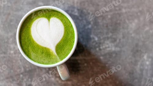 Matcha Latte Art with Heart Design