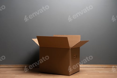 Preview: a new single cardboard package isolated, blank template