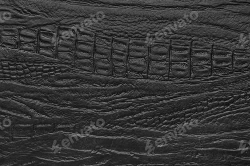 Preview: Crocodile genuine leather texture macro, black leatherette with metallic, pearlescent effect