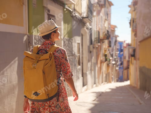 Preview: Woman strolls through colorful streets of Spanish coastal town
