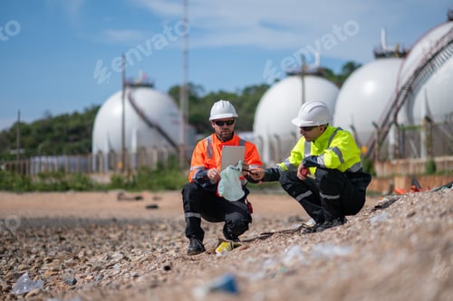 Preview: Environmental engineer or workers examining waste water