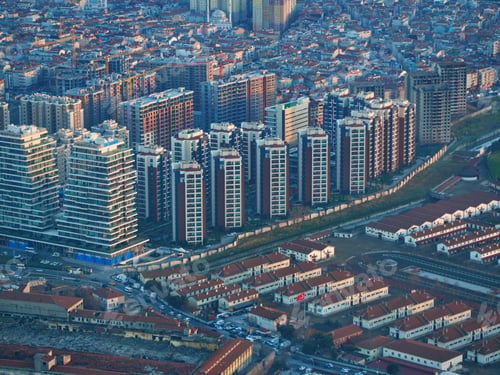 Preview: The aerial part of Istanbul city buildings view. Tall buildings in overcrowded city