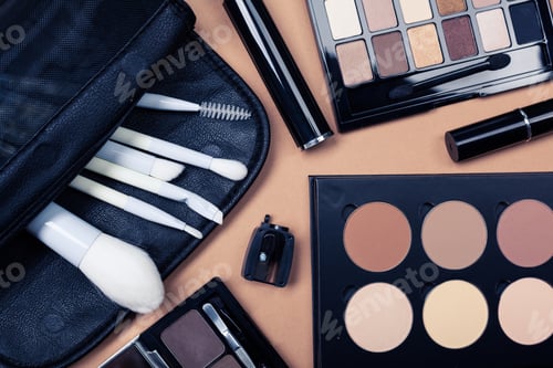 Preview: Set of decorative cosmetics on light color background