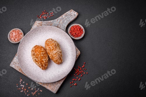 Preview: Delicious fresh cutlet or meatball Kiev style with filling