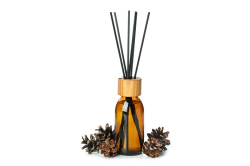 Preview: Diffuser bottle with sticks and cones isolated on white background