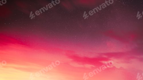 Preview: Living coral color. Vivid Evening Bright Sky Natural Background Backdrop In Yellow And Pink Colors