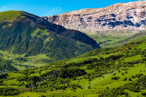 Preview: High mountains with green grass and forest