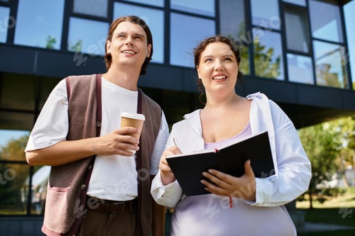 Preview: A cheerful young woman and her friend enjoying a sunny day while planning their next adventure