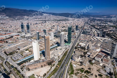 Preview: New skycrapers district of Izmir City view from Bayrakli Hill. Turkey.