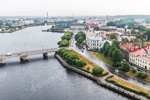 Preview: View of the old medieval city of Vyborg from the observation deck of the castle-fortress.