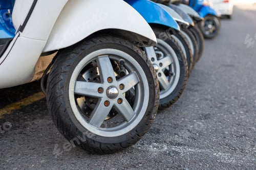 Preview: Scooters seen parked in a row