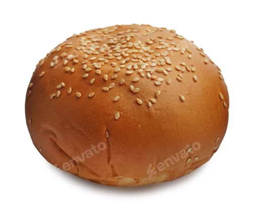 Preview: Fresh tasty bun with sesame seeds isolated on white