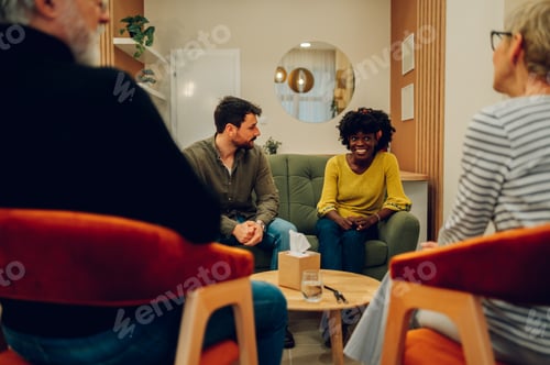 Preview: Multiracial people talking about their mental health on a group therapy session