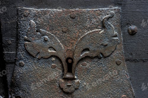 Preview: Germany, Burg Eltz Castle, a close up of an ancient keyhole in the door