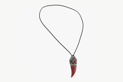 Preview: Worn Magic Amulet with Red Horn and Silver Details