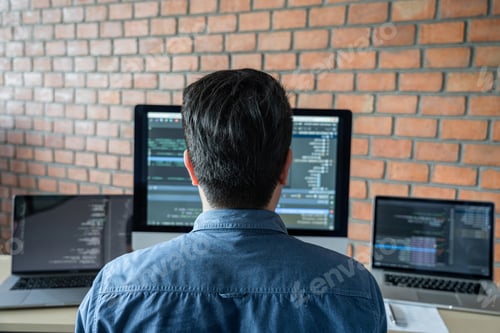Preview: Young Professional programmer working at developing programming and website working in a software