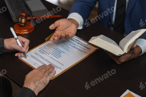 Preview: Lawyer reads law code, studies constitution to protect human rights before business contract signing
