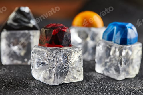 Preview: Chocolates in the form of precious stones on ice cubes. Gift for St. Valentine