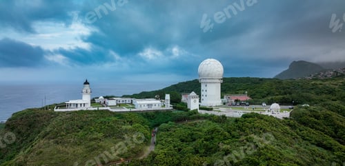Preview: Sandiaojiao Lighthouse in Taiwan with radar station amidst dramatic coastal landscape