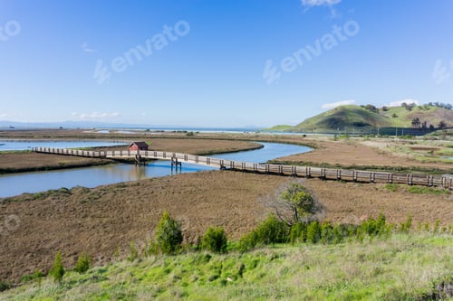 Preview: Wooden Walkway, Don Edwards wildlife refuge, Fremont, San Francisco bay area, California