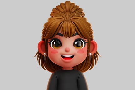 Preview: Smiling 3D Korean Chibi Girl Character