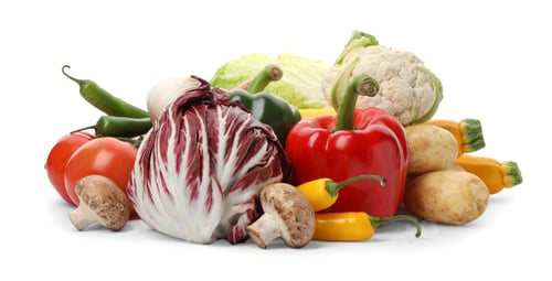Preview: Different fresh ripe vegetables isolated on white