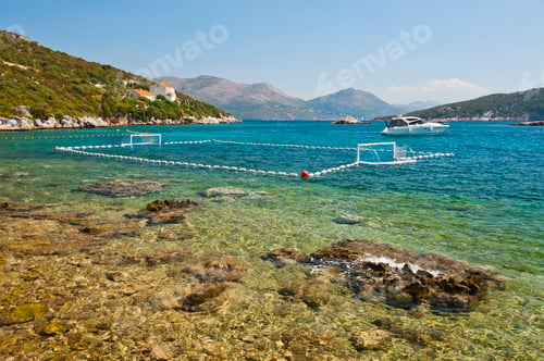 Preview: Water Polo court in the Adriatic Sea, Sipan Island, Elaphiti Islands, Dalmatian Coast, Croatia