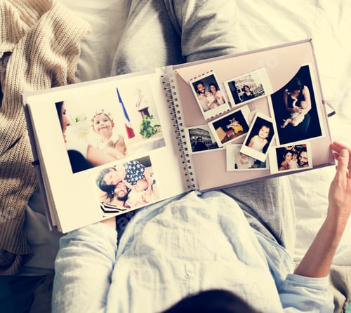 Preview: Mother looking memories photo album