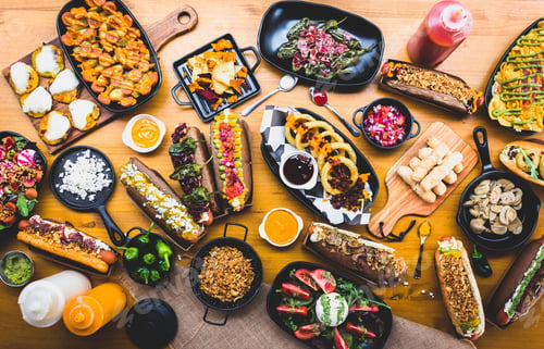 Preview: Table with plenty of snacks and dishes