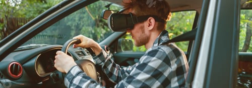Preview: driver using vr glasses in his car,future driving concepts