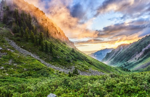 Preview: Dawn in mountains