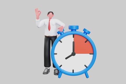 Preview: Man with alarm clock.