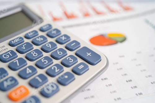 Preview: Calculator on graph paper. Finance development, Banking Account, Statistics, Investment Analytic