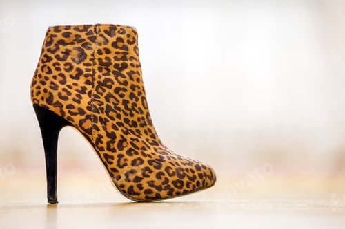 Vista previa: One fashionable high heel brown yellow female shoe boot