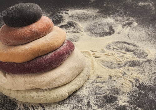 Preview: Colorful fresh pasta dough on black table