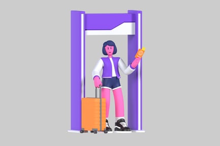 Preview: Cartoon traveler with passport character