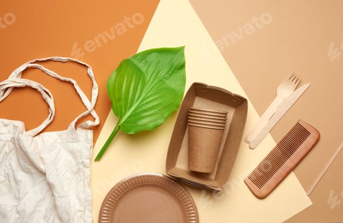 Preview: Disposable paper utensils from brown craft paper and recycled materials