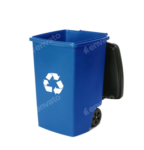 Vorschau: Mülleimer isoliert auf weiß.
Recycling von Abfällen
