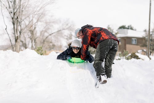 Preview: Couple playing in the snow after a snowstorm