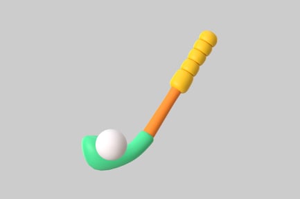 Preview: Cartoon field hockey stick and ball