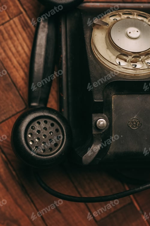 Preview: old telephone technology retro style classic top view