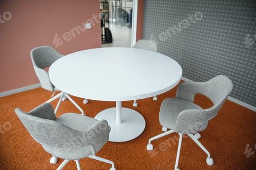 Preview: Modern meeting room interior with table and chairs