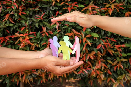 Preview: Arrangement of Paper Human Figures Making Circle