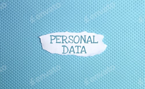 Preview: a torn paper written with inscription personal data on a blue background
