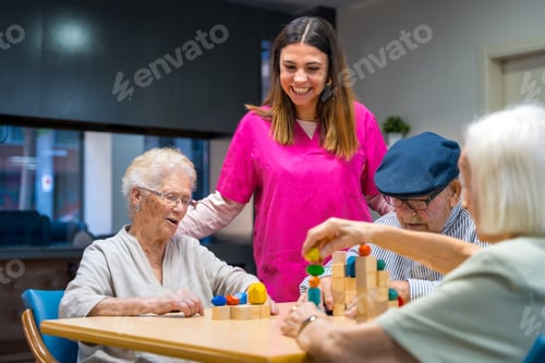 Preview: Nurse and elder people playing skill games