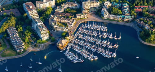 Preview: False Creek in downtown Vancouver, British Columbia, Canada. Aerial
